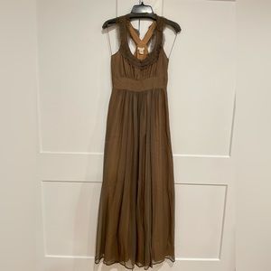 Silk brown long gown. Size 4.